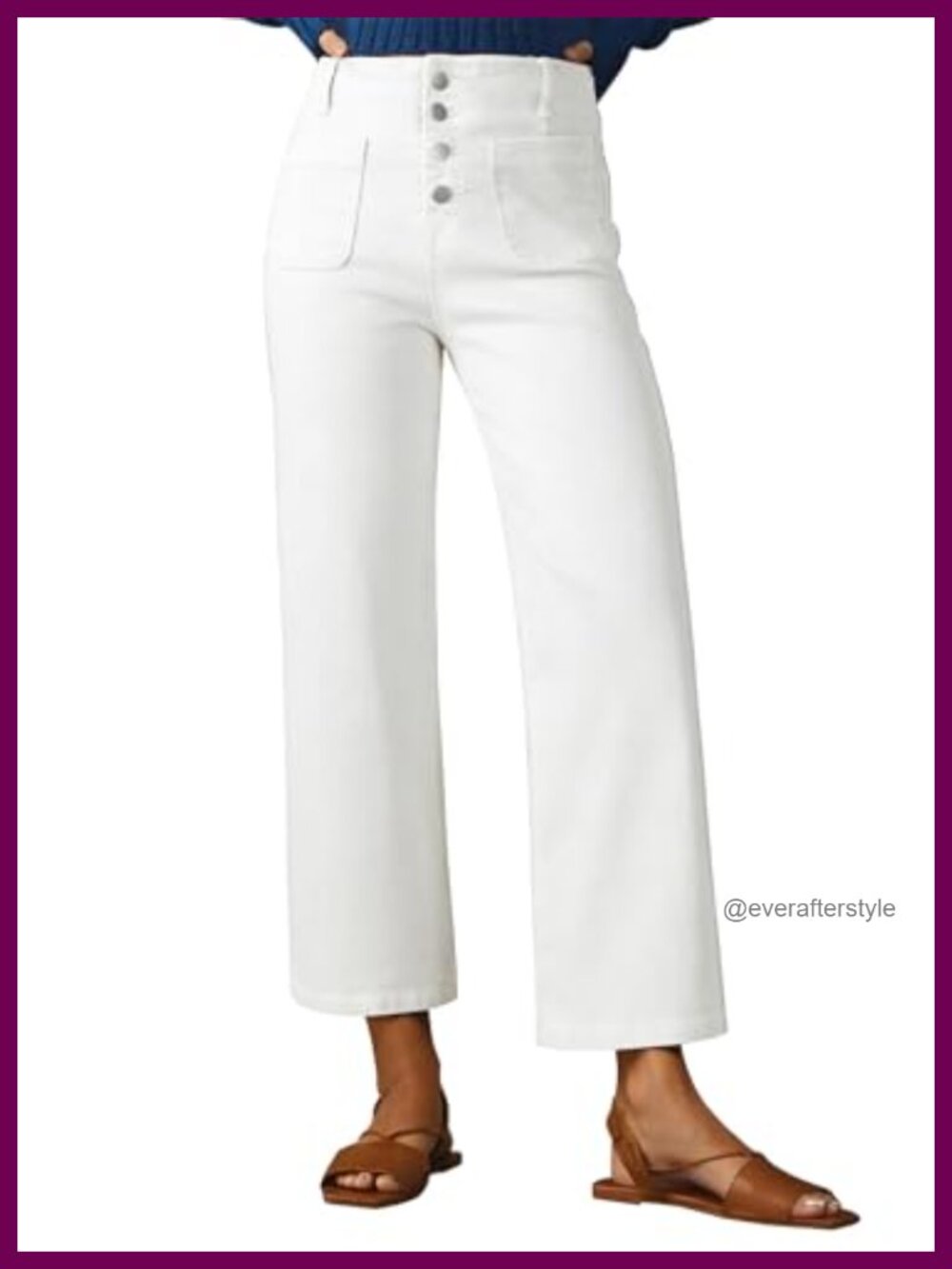 High Waisted Wide Leg Jeans with Pockets, Baggy Fit, Button Closure, Casual